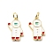 Brass Enamel Pendants, with Jump Rings, Rack Plating, Real 18K Gold Plated, Lead Free & Cadmium Free, Long-Lasting Plated, Astronaut, 16.5x10x2mm, Hole: 3.3mm