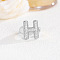 Brass Micro Pave Clear Cubic Zirconia Cuff Rings, Platinum, Letter H, Inner Diameter: Adjustable
