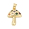 Brass Micro Pave Cubic Zirconia Pendants, Cadmium Free & Lead Free, Mushroom Charms, Real 18K Gold Plated, 21.5x15.5x3.8mm, Hole: 4.2x3.4mm