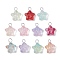 Star Gradient Color Baking Paint Transparent Glass Pendants, with 304 Stainless Steel Flat Head Pins Loops, Platinum, 19.5x15x8mm, Hole: 4mm