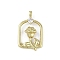 Brass Micro Pave Cubic Zirconia Pendants, Cadmium Free & Nickel Free & Lead Free, Cage with Rose, Real 18K Gold Plated, 23x14x5.5mm, Hole: 1.5mm