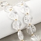 Natural Quartz Crystal Beads Strands, Faceted Hexagonal Cut, Rock Crystal Flat Round Beads, with Seed Beads, 15x5.5mm, Hole: 1mm, about 22pcs/strand, 15.31''(38.9cm)