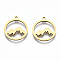 201 Stainless Steel Pendants, Laser Cut, Ring with Mountain, Golden, 17.5x15.5x1mm, Hole: 1.4mm
