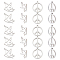 28Pcs 2Style 201 Stainless Steel Pendants, Manual Polishing, Pigeon and Peace Sign, Stainless Steel Color, 22x15x1.5mm, Hole: 1.2mm, 14pcs/style