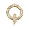 Brass Cubic Zirconia Fold Over Clasps, Cadmium Free & Nickel Free & Lead Free, Ring, Real 14K Gold Plated, 23mm