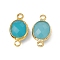 Transparent K9 Glass Connector Charms, with Golden Plated Brass Findings, Cadmium Free & Nickel Free & Lead Free, Faceted, Oval Links, Aquamarine, 16.5x8.5x4mm, Hole: 1.8mm