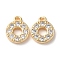 Brass Micro Pave Cubic Zirconia Charms, Cadmium Free & Nickel Free & Lead Free, Flat Round, Real 18K Gold Plated, 10x8x2mm, Hole: 1.2mm