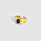 Oval Natural Lapis Lazuli Ring, Stainless Steel Wide Cuff Ring for Women, Real 18K Gold Plated