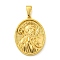 Ion Plating(IP) 304 Stainless Steel Pendants, Oval with Saint Charm, Golden, 35.5x26x4mm, Hole: 9.5x5mm