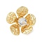 Brass Micro Pave Cubic Zirconia Pendants, Cadmium Free & Nickel Free & Lead Free, Flower, Real 14K Gold Plated, 17x18x7mm, Hole: 1.2mm