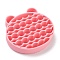 Silicone Makeup Cleaning Brush Scrubber Mat Portable Washing Tool, Double Duty, Bear Shape, Pink, 10.4x11x2.5cm