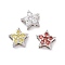 Eco-friendly Brass Micro Pave Cubic Zirconia Slide Charms, Cadmium Free & Lead Free, Long-Lasting Plated, Platinum, Star, Mixed Color, 8.5x9x3.8mm, Hole: 1x6.7mm
