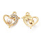Alloy Pendants, with Crystal Rhinestone and ABS Plastic Imitation Pearl, Heart with Dolphin Charm, Lead Free & Cadmium Free, Light Gold, 20x15x5.5mm, Hole: 1.8mm