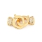 Brass Micro Pave Clear Cubic Zirconia Fold Oval Clasps, Cadmium Free & Nickel Free & Lead Free, Real 18K Gold Plated, 21mm