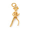 Halloween Brass Micro Pave Cubic Zirconia Pendants, with Jump Ring, Skeleton Man, Clear, Real 18K Gold Plated, 24x7.5x3mm, Hole: 3.5mm