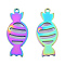 Ion Plating(IP) 201 Stainless Steel Pendants, Candy, Rainbow Color, 26.5x11x1.5mm, Hole: 1.6mm