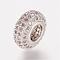Brass Micro Pave Cubic Zirconia European Beads, Rondelle, Platinum, 10x4.5mm, Hole: 4.5mm