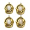 Natural White Agate Pendants, 304 Stainless Steel Oval Charms, Golden, 20.5x16x6.5mm, Hole: 1.5mm