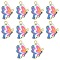 Printed Alloy Pendants, Cadmium Free & Nickel Free & Lead Free, Light Gold, Butterfly, Deep Pink, 21.5x16.5x1.5mm, Hole: 2mm