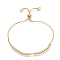 Brass Bolo Bracelets, Slider Bracelets, with Cubic Zirconia, Clear, Golden, 10-5/8 inch(27cm), 1~3mm