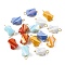 Electroplated Glass Pendants, with Brass Loops, Rectangle Charms, Mixed Color, 14.5x8x5.5mm, Hole: 2mm