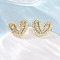 Heart Brass Micro Pave Clear Cubic Zirconia Cuff Earrings, Long-Lasting Plated, Lead Free & Cadmium Free, Real 18K Gold Plated, 17.5x19.5x14.5mm