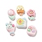 Opaque Resin Cabochons, Rabbit with Tulip & Bear with Flower & Ice Lolly, Mixed Shapes, Mixed Color, 19.5~26.5x14.5~18.5x6~8mm