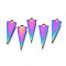 Ion Plating(IP) 201 Stainless Steel Charms, Cadmium Free & Nickel Free & Lead Free, Triangle, Rainbow Color, 15x5.5x1mm, Hole: 1mm