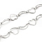 Tarnish Resistant 201 Stainless Steel Moon & Heart Link Chains, Soldered, with Spool, Stainless Steel Color, Moon: 12x8x0.5mm, Heart: 9x10x0.5mm, about 32.8 Feet(10m)/roll