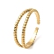 304 Stainless Steel Open Cuff Rings, Double Lines, Real 18K Gold Plated, US Size 8(18.1mm)