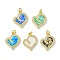 Brass Micro Pave Cubic Zirconia Pendants, Cadmium Free & Lead Free, with Synthetic Opal and Jump Ring, Real 18K Gold Plated, Heart, Real 18K Gold Plated, 17x16x3.5mm, Hole: 3.5mm