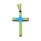 Ion Plating(IP) 304 Stainless Steel Pendants, Cross, Rainbow Color, 32x20x3mm, Hole: 4mm