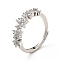 Clear Cubic Zirconia Flower Adjustable Ring, Brass Jewelry for Women, Real Platinum Plated, US Size 8 1/2(18.5mm)