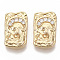 Brass Micro Pave Cubic Zirconia Pendants, Nickel Free, Real 18K Gold Plated, Rectangle with Woman, Clear, 17x10x2.5mm, Hole: 1.2mm