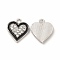 Alloy Enamel Pendants, with Crystal Rhinestones, Heart Charm, Platinum, 15x13.5x2.5mm, Hole: 2mm