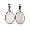 304 Stainless Steel Pendant Cabochon Settings, Oval, Stainless Steel Color, Tray: 10.5x14.5mm, 18x11x1.5mm, Hole: 2.5x6.5mm