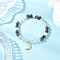 Brass Micro Pave Cubic Zirconia Charm Bracelets, Natural Quartz Crystal & Larvikite Round Beads Stretch Bracelets for Women, with Shell Pearl Beads, Moon, Inner Diameter: 2-1/8 inch(5.4cm)