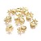 Alloy Links connectors, Ocean Theme, Lead Free & Nickel Free & Cadmium Free, Starfish/Sea Stars and Scallop Shell Shape, Real 14K Gold Plated, 18x13.5x2.5mm, Hole: 1.5mm