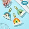 Cotton Macrame Rainbow Keychain, with Alloy Swivel Snap Hook Clasps, Mixed Color, 75mm, 3pcs/set