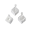 Alloy Pendants, Dice Charms, Platinum, 12x6x6mm, Hole: 1mm