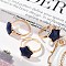 Star Natural Lapis Lazuli Adjustable Rings, Brass Finger Rings for Women, Inner Diameter: 18mm