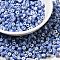 6/0 Opaque Colours Seep Glass Seed Beads, Round Hole, Round with Stripe Pattern, Blue, 3~4.5x3~4.5mm, Hole: 1.2~1.5mm