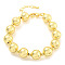 Rack Plating Round Brass Beaded Bracelets for Women, Cadmium Free & Lead Free, Long-Lasting Plated, Real 18K Gold Plated, 8-1/8 inch(20.5cm)