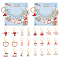 Valentine's Day Alloy Enamel with ABS Plastic Imitation Pearl Pendant Stitch Markers, Crochet Leverback Hoop Charms, Locking Stitch Marker with Wine Glass Charm Ring, Heart/Cake/Bear, Mixed Color, 2.6~3.9cm, 12 style, 1pc/style, 12pcs/set, 2 sets/box