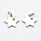 316L Surgical Stainless Steel Pendants, with Cubic Zirconia, Long-Lasting Plated, Star, Clear, Real Rose Gold Plated, 10.5x12x1.5mm, Hole: 3mm