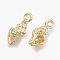 Brass Charms, Cadmium Free & Nickel Free & Lead Free, Real 18K Gold Plated, Spiral Shell, 11.5x5x3.5mm, Hole: 1mm