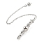 Brass Dowsing Pendulum Big Pointed Pendants, with Lobster Claw Clasps and Chain, Rack Plating, Platinum, 245mm, Hole: 1.6mm