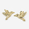 Brass Charms, Birds, Real 18K Gold Plated, 8x11x7mm, Hole: 1mm