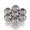 202 Stainless Steel Beads, with Rubber Inside, Slider Beads, Stainless Steel Color, 7.8x6.2mm, Hole: 3.5mm