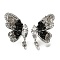 Brass Micro Pave Clear Cubic Zirconia & Quartz Stud Earring Findings, with 925 Sterling Silver Needle, for Half Drilled Beads, Cadmium Free & Nickel Free & Lead Free, Butterfly, Platinum, 26x17mm, Pin: 11.5x0.8mm